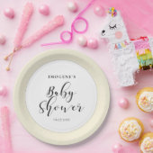 Elegant Baby shower voor kalligrafie Papieren Bordje (Feest)
