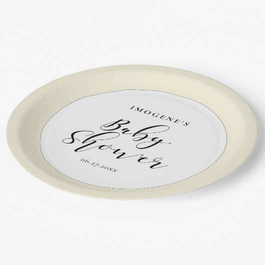 Elegant Baby shower voor kalligrafie Papieren Bordje (Gekanteld)