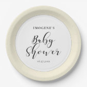 Elegant Baby shower voor kalligrafie Papieren Bordje (Voorkant)