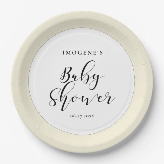 Elegant Baby shower voor kalligrafie Papieren Bordje (Voorkant)