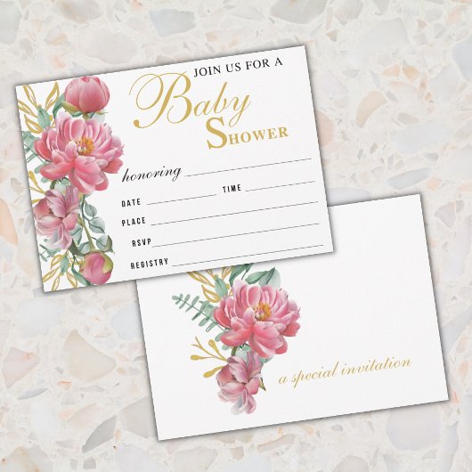 Elegant Baby shower vult uitnodiging in