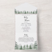 Elegant Baby shower Waterverf Pine-tree All In One Uitnodiging (Binnen)