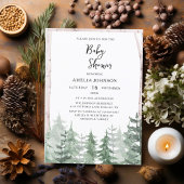 Elegant Baby shower Waterverf Pine-Tree Winter Kaart