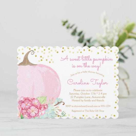 Elegant Baby shower Waterverf roze goud Kaart (Staand voorkant)