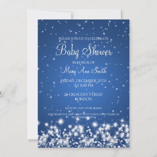 Elegant Baby shower Winter Sparkle Blue Kaart (Voorkant)
