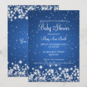Elegant Baby shower Winter Sparkle Blue Kaart (Voorkant / Achterkant)