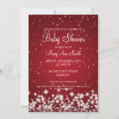 Elegant Baby shower Winter Sparkle Red Kaart (Voorkant)