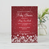 Elegant Baby shower Winter Sparkle Red Kaart (Staand voorkant)