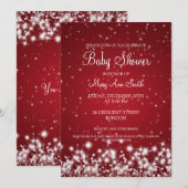 Elegant Baby shower Winter Sparkle Red Kaart (Voorkant / Achterkant)