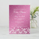 Elegant Baby shower Winter Sparkle roze Kaart (Staand voorkant)