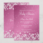 Elegant Baby shower Winter Sparkle roze Kaart (Voorkant / Achterkant)