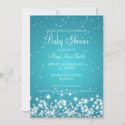 Elegant Baby shower Winter Sparkle Turquoise Kaart (Voorkant)