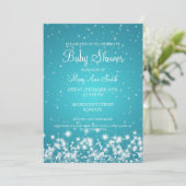 Elegant Baby shower Winter Sparkle Turquoise Kaart (Staand voorkant)