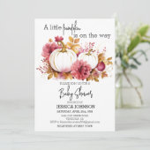 Elegant Baby shower Witte Roze Pompoenen Kaart (Staand voorkant)