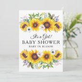 Elegant Baby shower Yellow Sunflower Flower Invit Kaart (Staand voorkant)