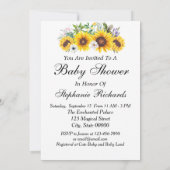 Elegant Baby shower Yellow Sunflower Flower Invit Kaart (Achterkant)