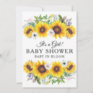 Elegant Baby shower Yellow Sunflower Flower Invit Kaart