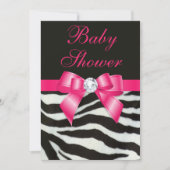 Elegant Baby shower Zebra Stripes Hot Pink Bow Kaart (Voorkant)