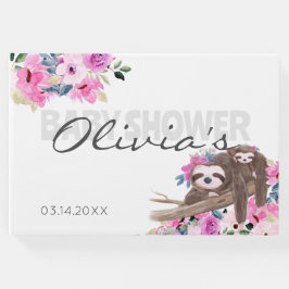 Elegant Baby Sloth Baby shower Guest Book Gastenboek