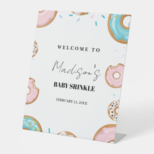 Elegant Baby SPrinkle Baby shower Welkomstbord Reclamebord Met Voetstuk (Voorkant)