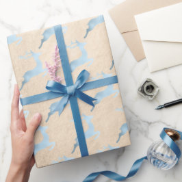 Elegant babyblauw kerstrendierpatroon cadeaupapier