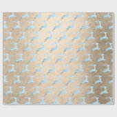 Elegant babyblauw kerstrendierpatroon cadeaupapier (Vlak)