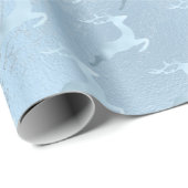 Elegant babyblauw kerstrendierpatroon cadeaupapier (Rol Hoek)