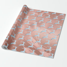 Elegant babyblauw kerstrendierpatroon cadeaupapier