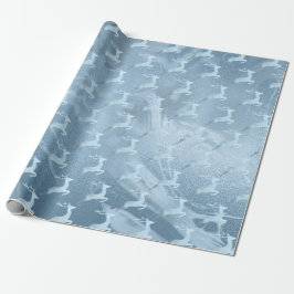 Elegant babyblauw kerstrendierpatroon cadeaupapier