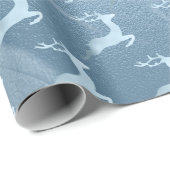 Elegant babyblauw kerstrendierpatroon cadeaupapier (Rol Hoek)