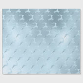 Elegant babyblauw kerstrendierpatroon cadeaupapier (Vlak)