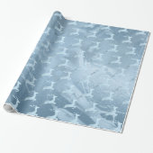 Elegant babyblauw kerstrendierpatroon cadeaupapier (Uitgerold)