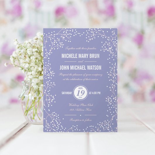 Elegant Baby's Breath Lila Periwinkle Wedding Kaart