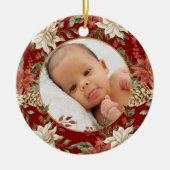 Elegant Baby's Eerste Kerstgeboorte Stats Foto Keramisch Ornament (Voorkant)