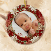 Elegant Baby's Eerste Kerstgeboorte Stats Foto Keramisch Ornament