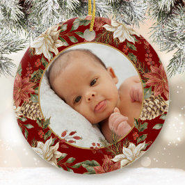 Elegant Baby's Eerste Kerstgeboorte Stats Foto Keramisch Ornament