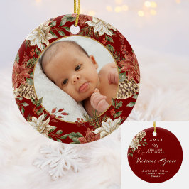 Elegant Baby's Eerste Kerstgeboorte Stats Foto Keramisch Ornament