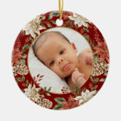 Elegant Baby's Eerste Kerstgeboorte Stats Foto Keramisch Ornament (Voorkant)