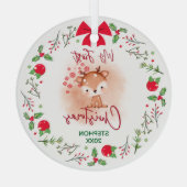 Elegant Baby's Eerste Kerstmis met Naam Glas Ornament (Achterkant)
