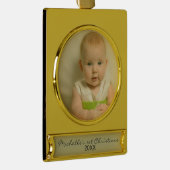 Elegant Baby's Eerste Kerstmis Verguld Banner Ornament (Rechts)
