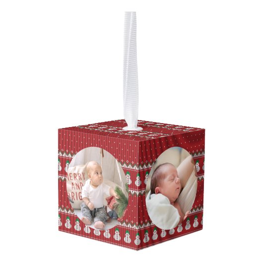 Elegant Baby's First Christmas Custom Name Photo  Decoratie (Achter hoekig)