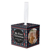 Elegant Baby's First Christmas Custom Name Photo  Decoratie (Voorkant hoekig)