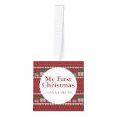 Elegant Baby's First Christmas Custom Name Photo  Decoratie (Voorkant)