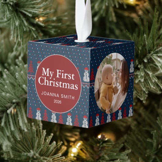 Elegant Baby's First Christmas Custom Name Photo  Decoratie (Boom)