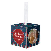 Elegant Baby's First Christmas Custom Name Photo  Decoratie (Voorkant hoekig)