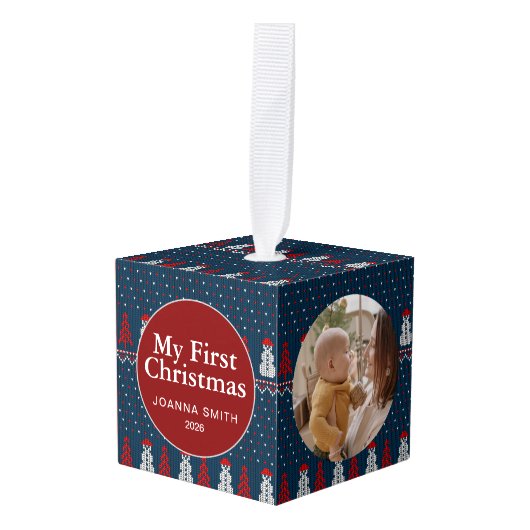 Elegant Baby's First Christmas Custom Name Photo  Decoratie (Voorkant hoekig)
