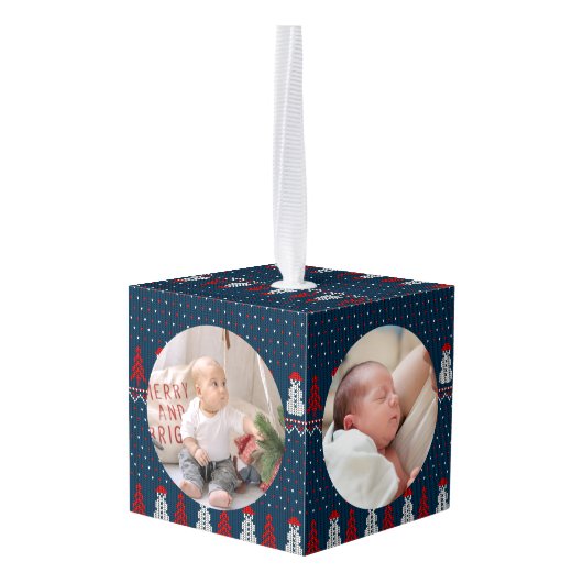 Elegant Baby's First Christmas Custom Name Photo  Decoratie (Achter hoekig)