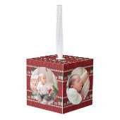 Elegant Baby's First Christmas Custom Name Photo  Decoratie (Achter hoekig)