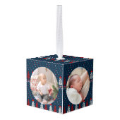 Elegant Baby's First Christmas Custom Name Photo  Decoratie (Achter hoekig)