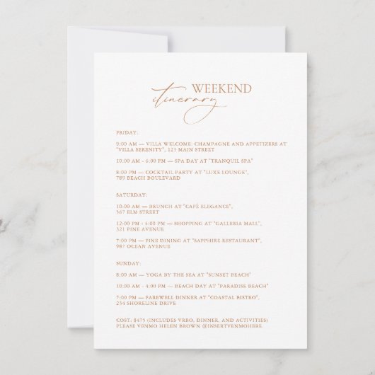 Elegant Bach en Boujee Bachelorette Weekend Kaart (Achterkant)